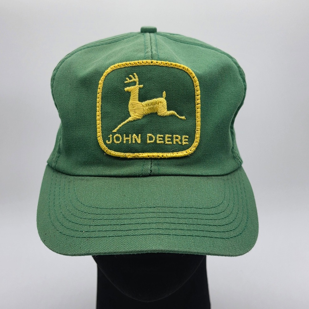 Vintage John Deere K-Products Green Snapback Hat Made in USA Trucker Cap Logo